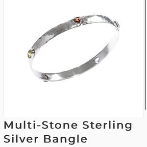 Opulenza Designs Multi Stone Silver Bangle